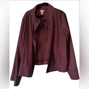 Chico's Jacquard Jacket Womens Size 3 XL-16 Mandarin Collar Multi-Shine Chevron